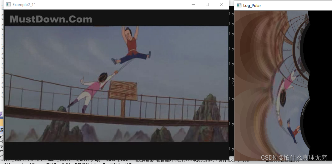 Opencv入门6（读取彩色视频并转换为对数极坐标视频)