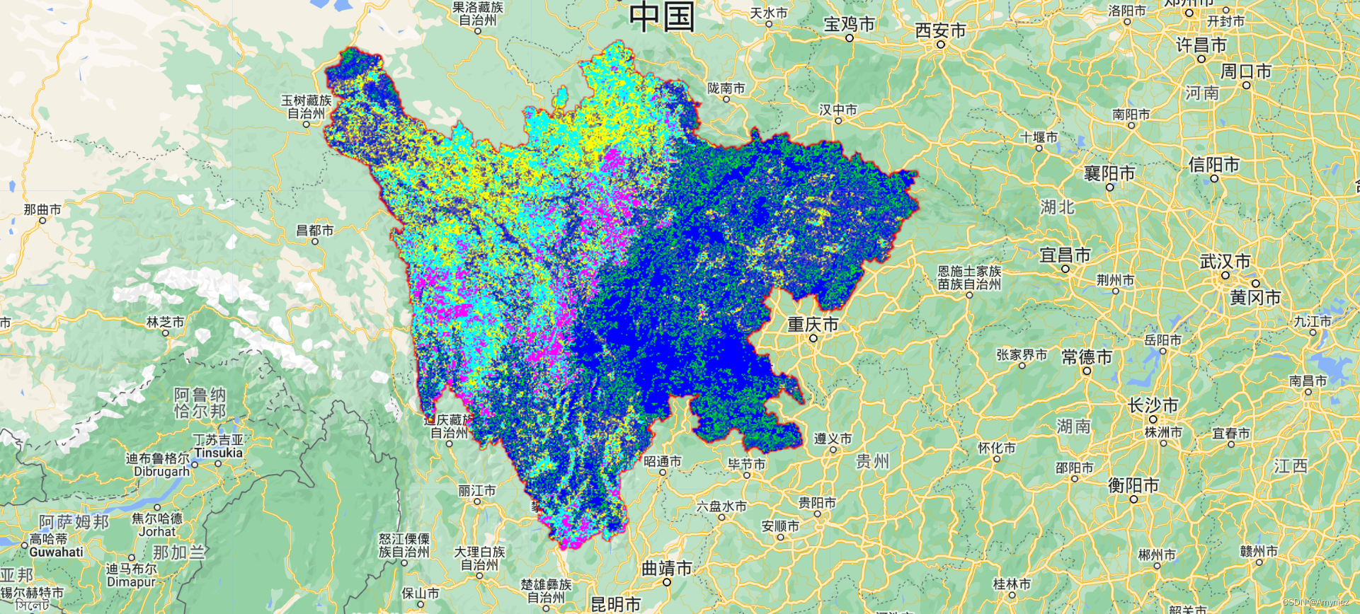 GEE17: 基于Theil-Sen Median斜率估计和Mann-Kendall趋势分析方法分析四川省2022年NDVI变化情况