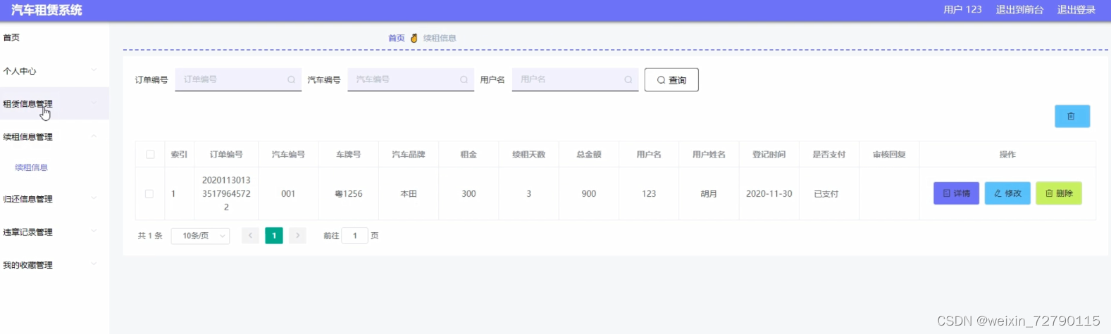 续租信息