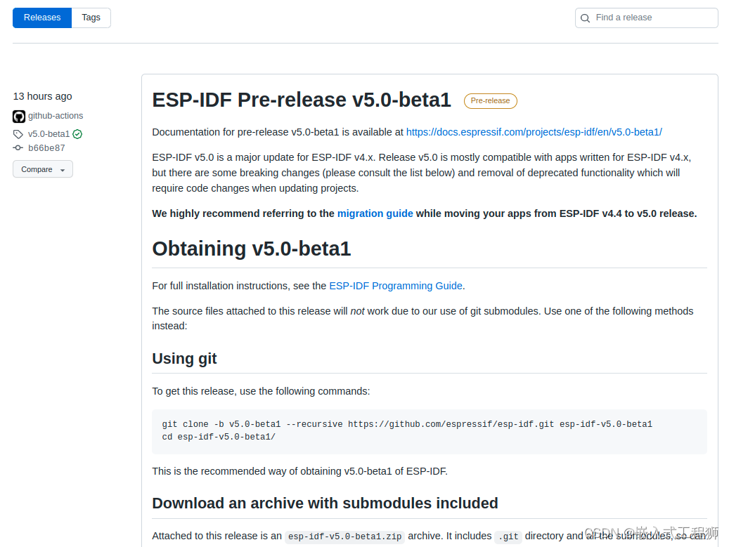 ESP-IDF Pre-release v5.0-beta1