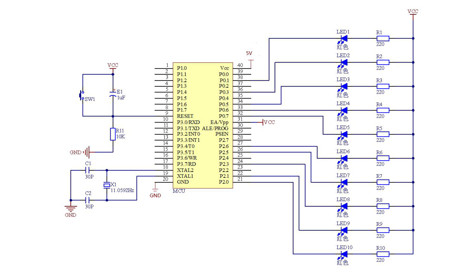 pcb流水灯布线图图片