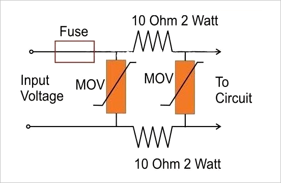 ▲ 图1.3.1 MOV浪涌保护电路原理图