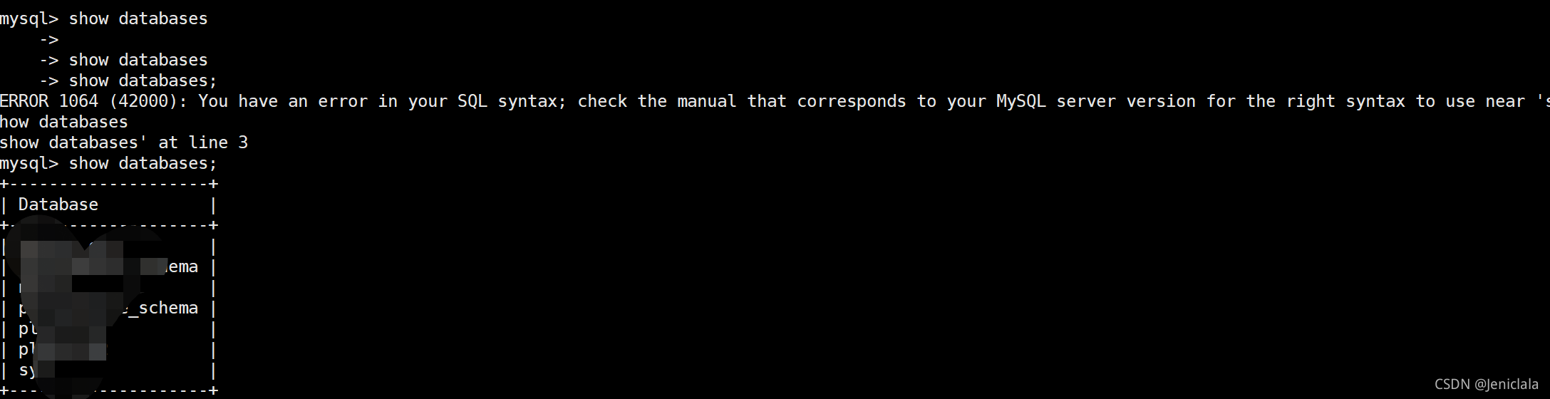 mysql命令行操作报错：ERROR 1064 (42000): You have an error in your SQL syntax； check the manual