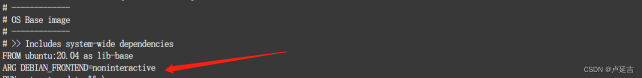 ARG DEBIAN_FRONTEND=noninteractive作用说明