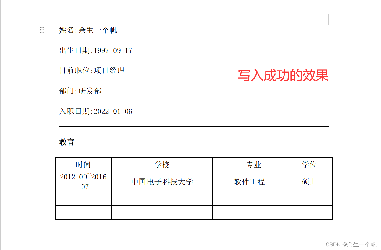 Java集成Poi写入word文档