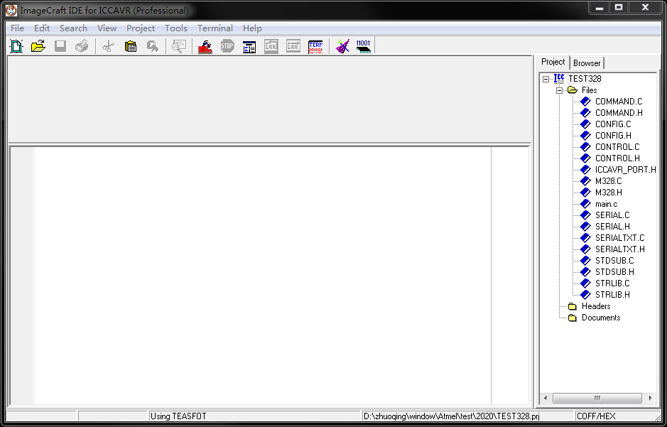 ▲ 图1.1.1 ImageCraft IDE for ICCAVR 软件开发环境