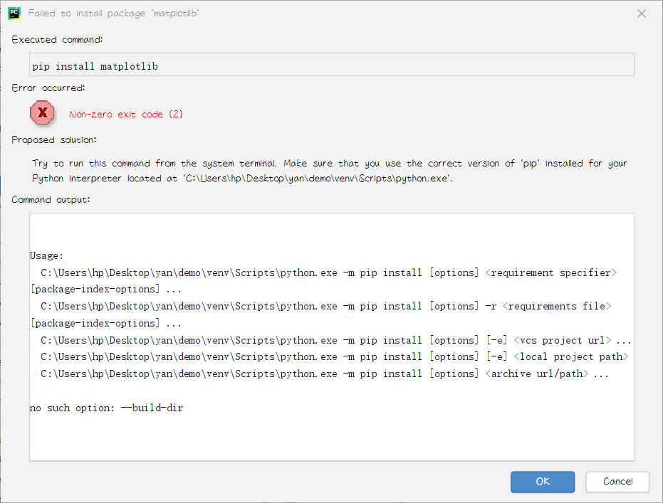 install matplotlib in pycharm