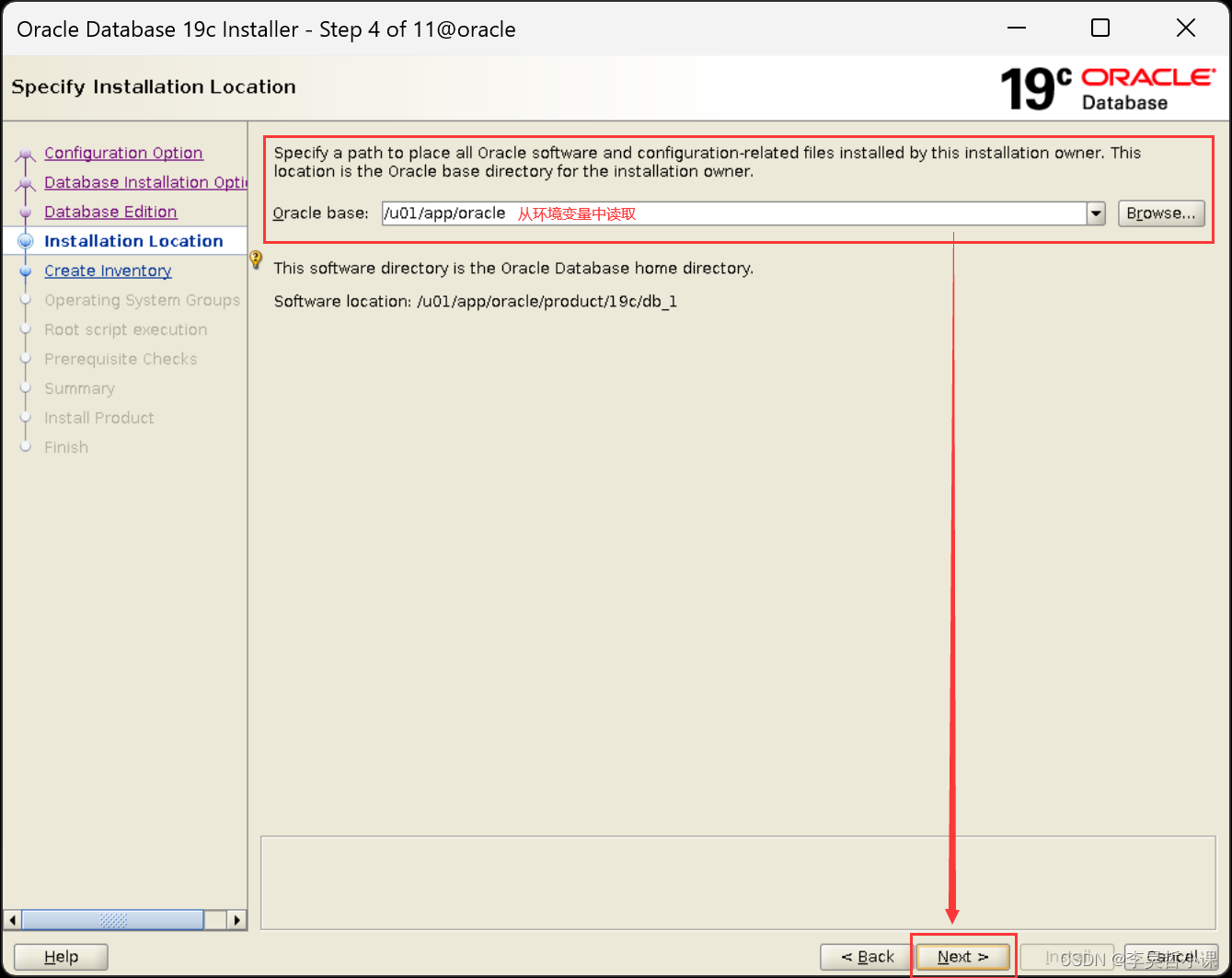 Linux installationOracle19C