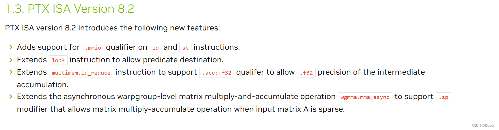 NV PTX ISA 文档的增量说明