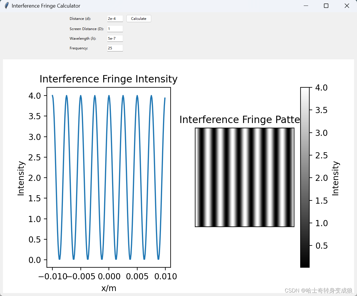 python模拟杨氏双缝干涉实验，GUI界面化_python 双缝干涉-CSDN博客