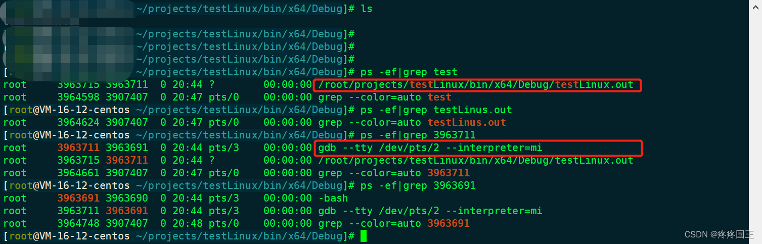 Corresponding process in remote Linux