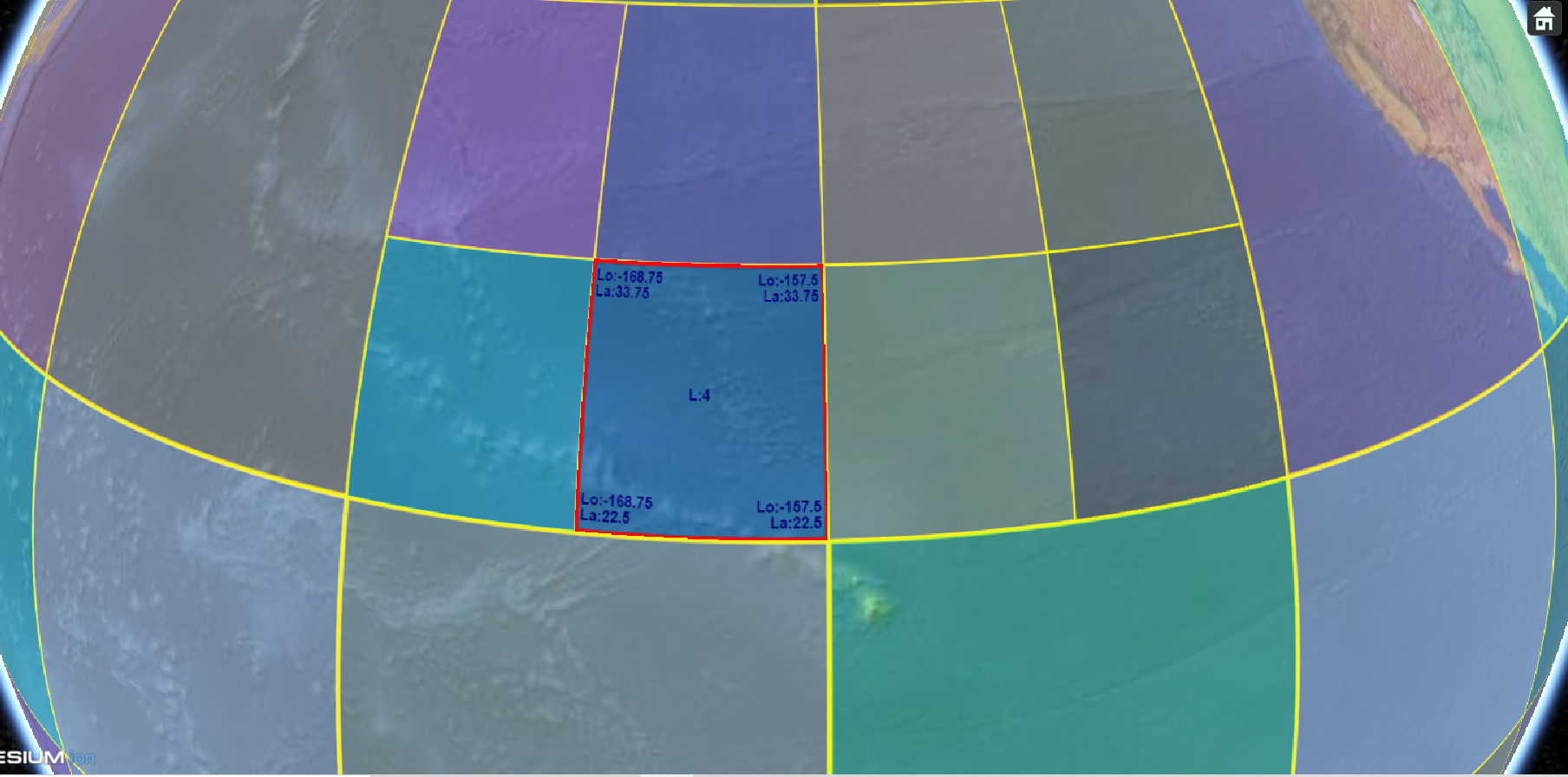 cesium修改TileCoordinatesImageryLayer源码实现随机颜色，点选显示坐标