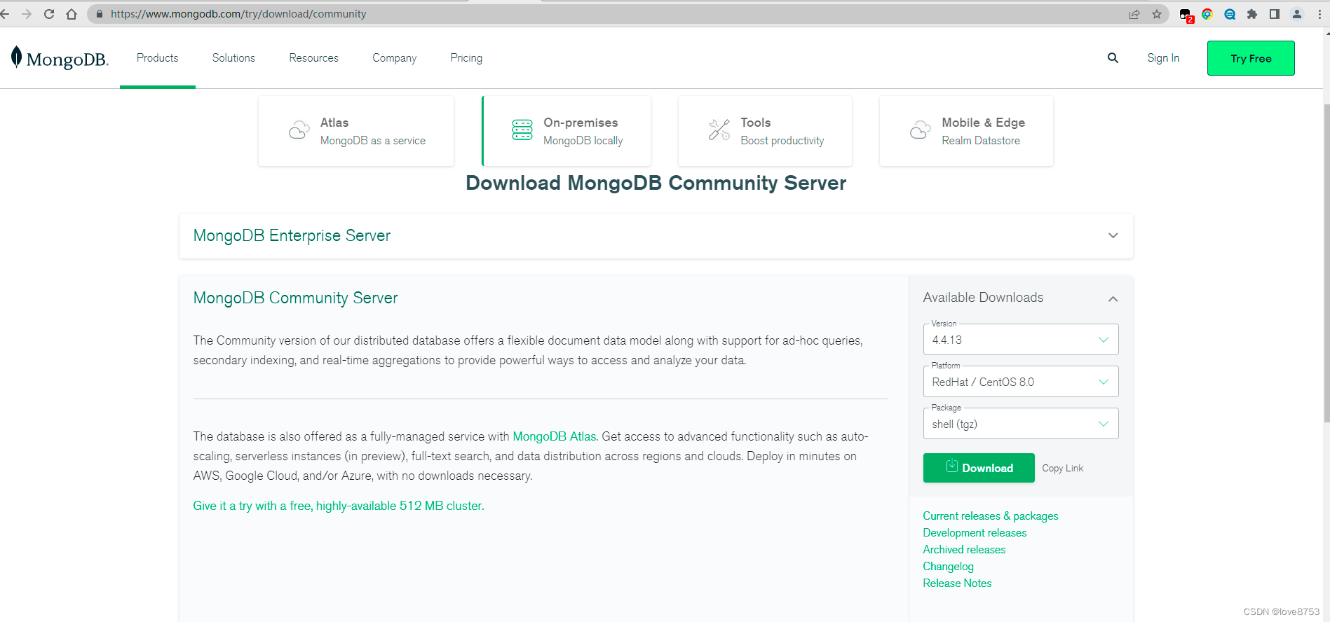 Centos 8.0 系统下MongoDB安装_centos8 安装nodejs和mongodb-CSDN博客