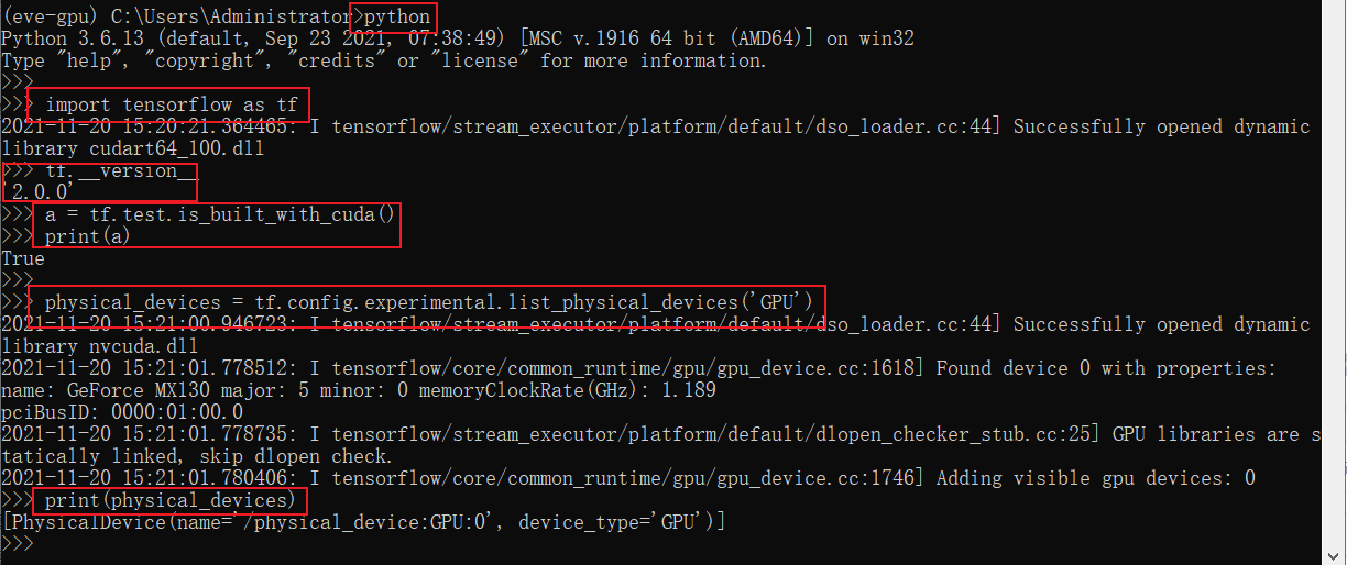 TensorFlow||Win10下TensorFlow-GPU版的安装(MX130+CUDA 10.0+cuDNN 7.4.2+Python3.6+TensorFlow-GPU2.0.0)