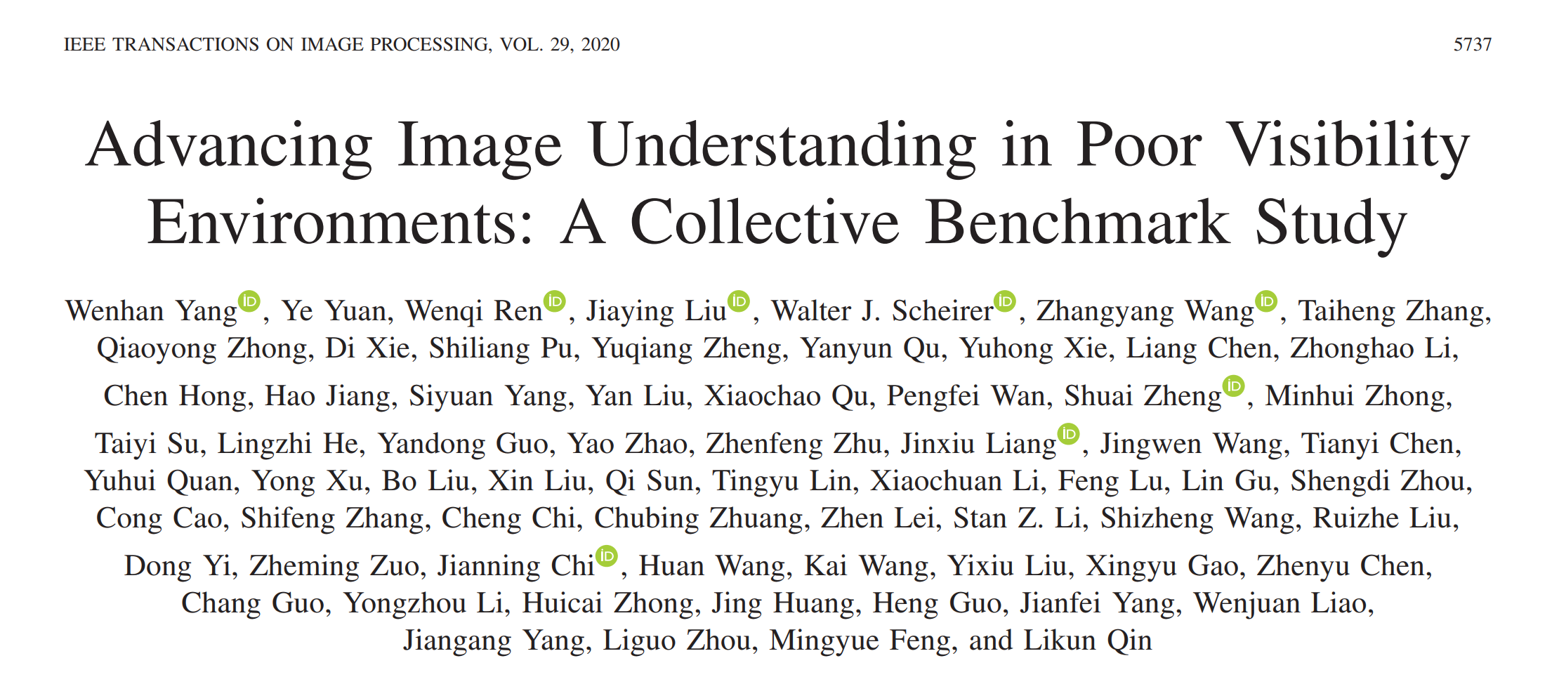 Advancing Image Understanding in Poor Visibility Environments: A Collective Benchmark Study 论文阅读笔记