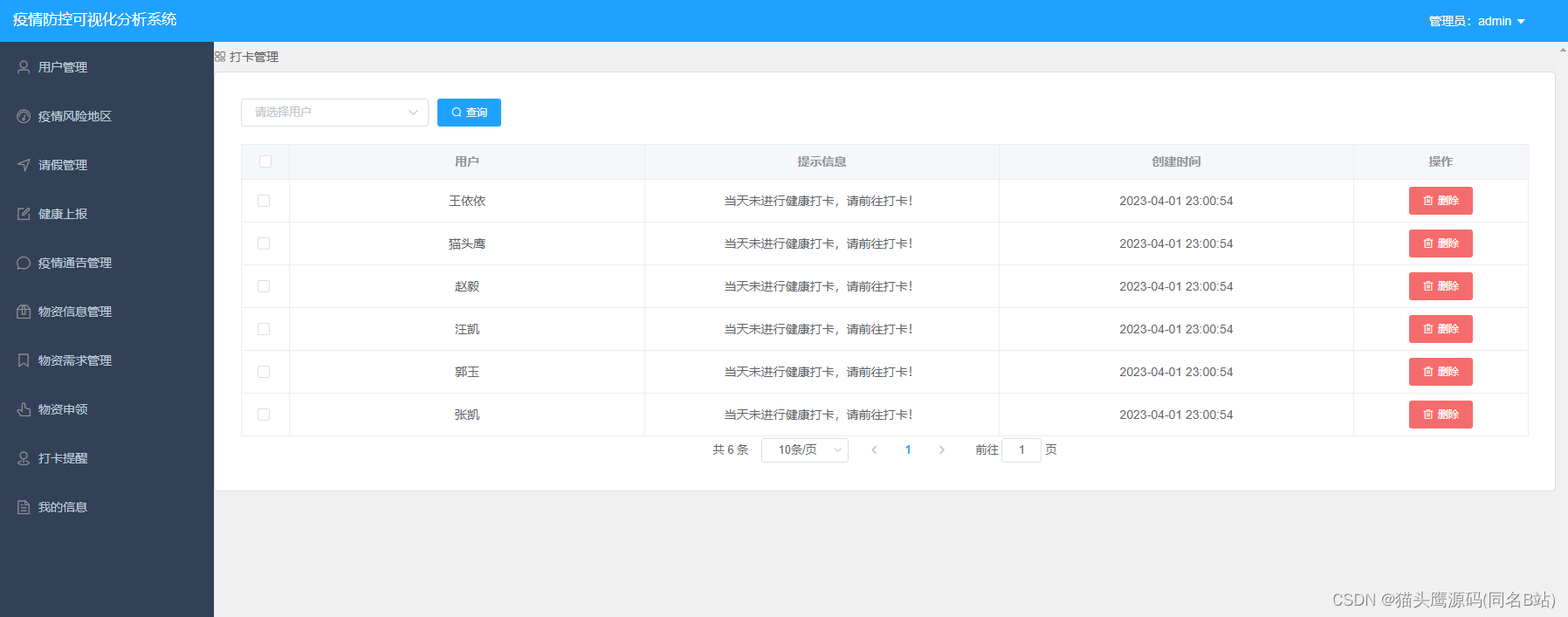 基于springboot+vue的疫情管理系统(前后端分离)