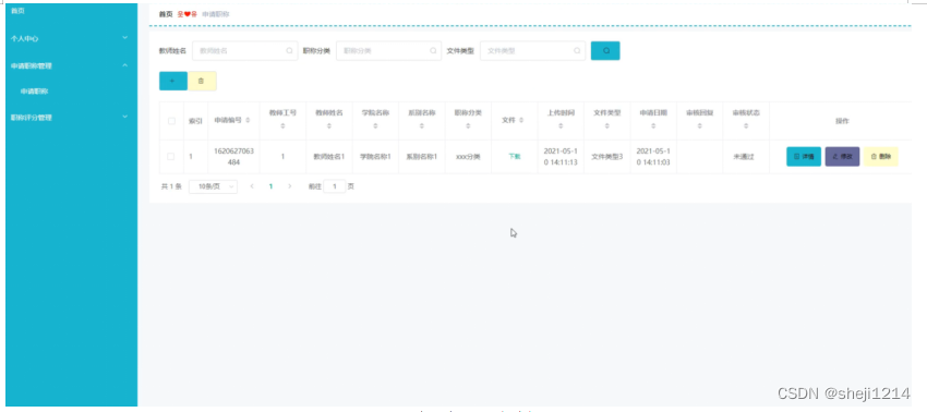 [附源码]Python计算机毕业设计SSM教师职称评定系统（程序+LW)