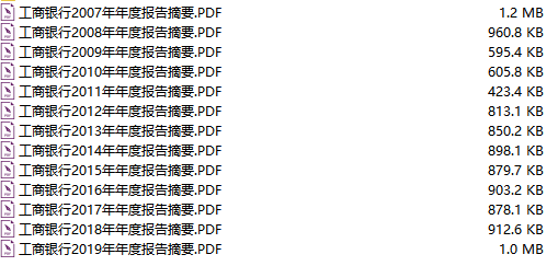 整理2010-2019年五大国有商业银行年报及摘要数据集