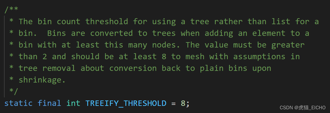 HashMap的TREEIFY_THRESHOLD属性