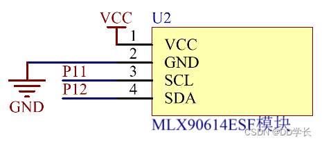 传感器模块接口(1)vcc 接5v(2)gnd 接gnd(3)scl 时钟端,接单片机引脚