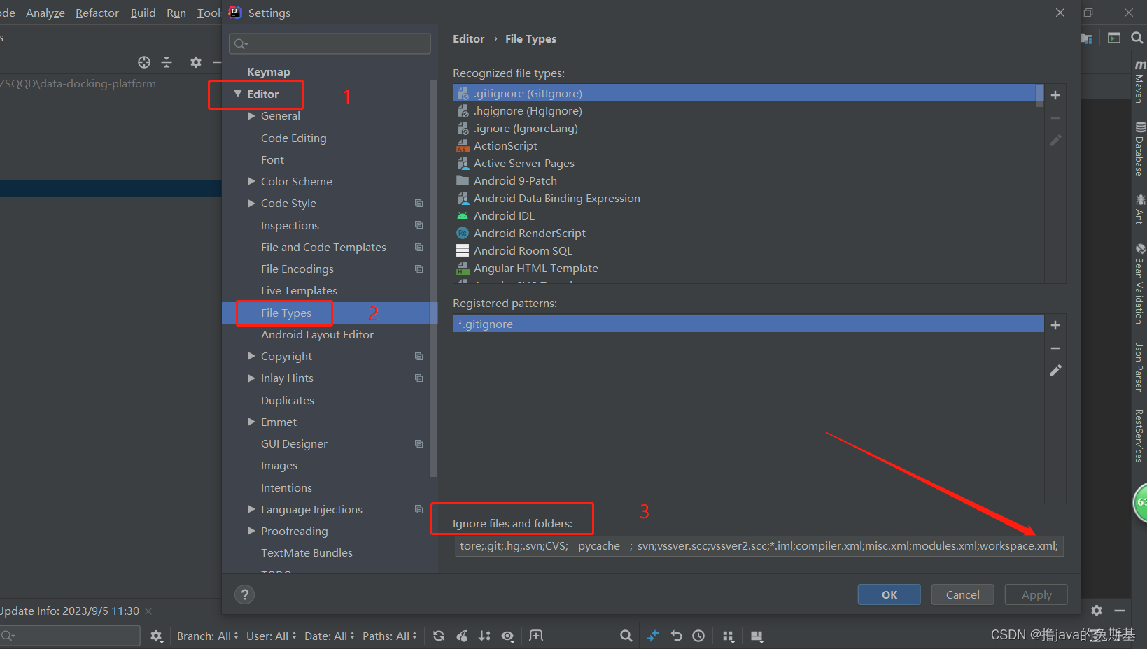 IntelliJ IDEA中用git提交代码时忽略文件的设置