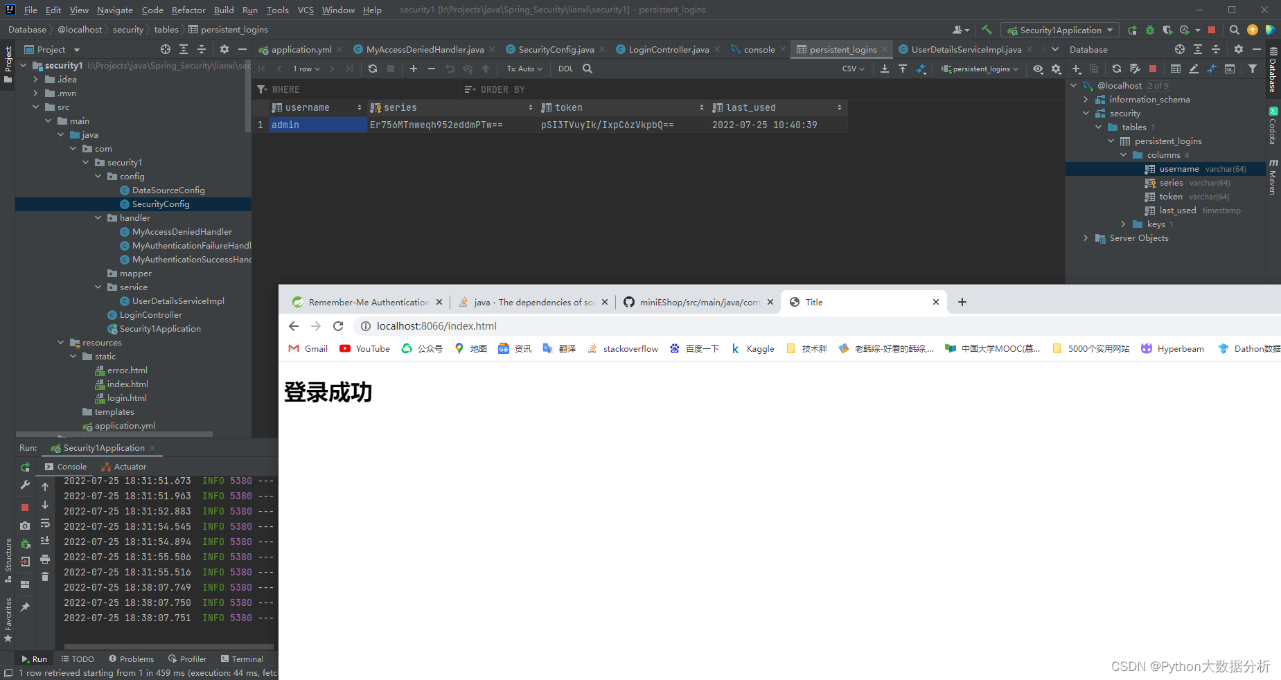 Field dataSource in com.security1.config.SecurityConfig required a bean