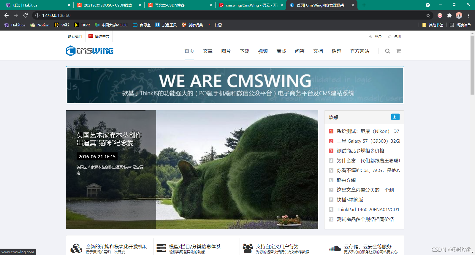 CmsWing示例网站