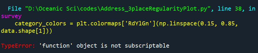 报错解决：plt.colormaps[‘RdYlGn‘](np.linspace(0.15, 0.85, data.shape[1]))-CSDN博客