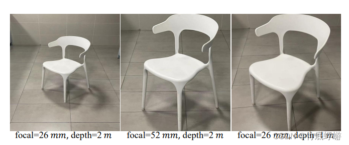 不同相机在不同距离拍摄椅子照片