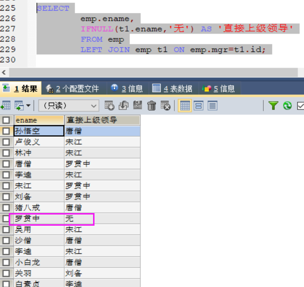 MySQL案例——多表查询以及嵌套查询