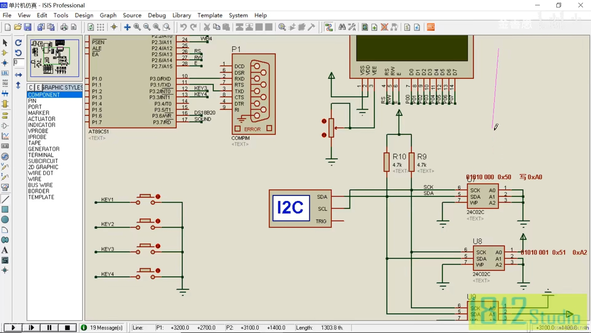 基于STC12C5A60S2系列1T 8051单片读写掉电保存数据IIC总线器件24C02地址码并显示在液晶显示器LCD1602上应用