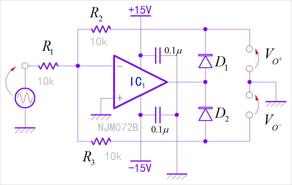 1.1 反相理想二極管電路