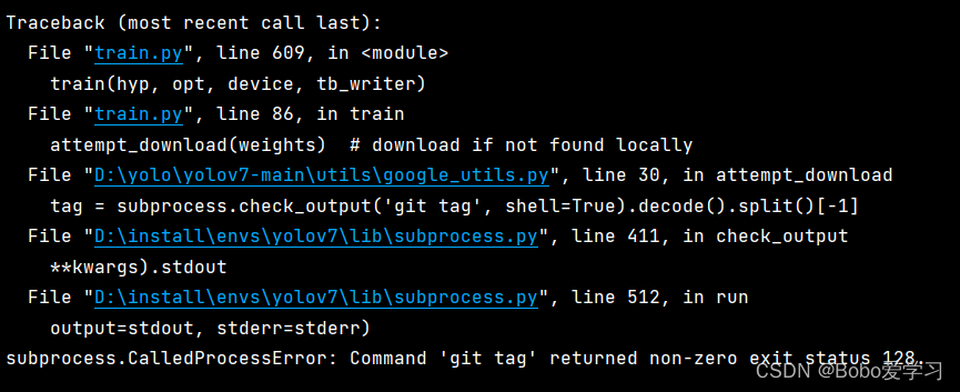 yolov7-subprocess-calledprocesserror-command-git-tag