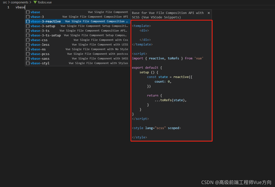 一款快速生成Vue3代码的插件:Vue VSCode Snippets_vbase-3-CSDN博客