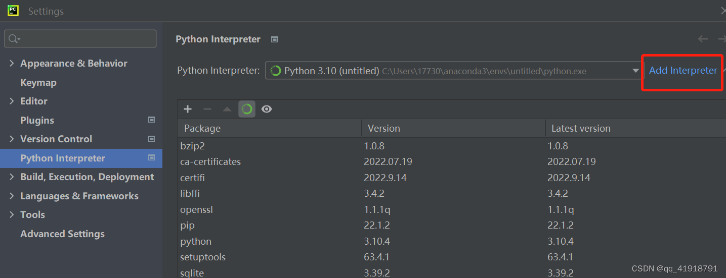 Python Interpreters設置