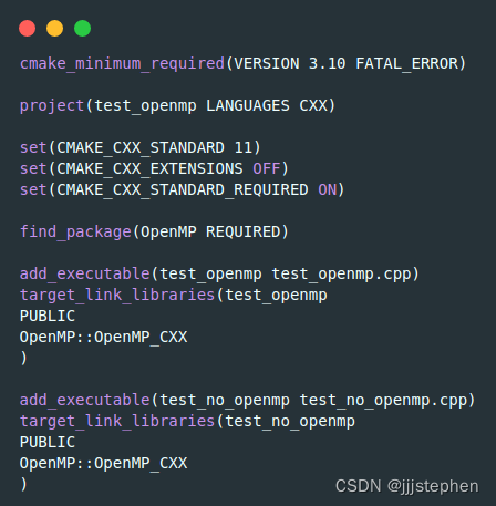 CMake: 检测并使用OpenMP的并行环境