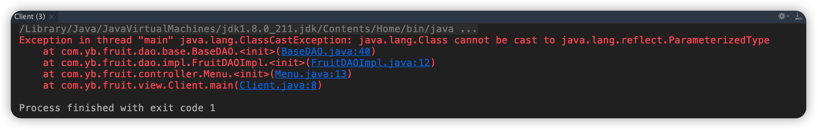 java.lang.Class cannot be cast to java.lang.reflect.ParameterizedType ...