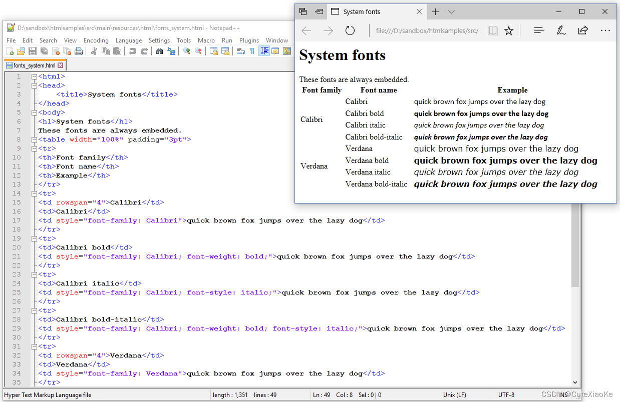 图6.5 系统字体（HTML）