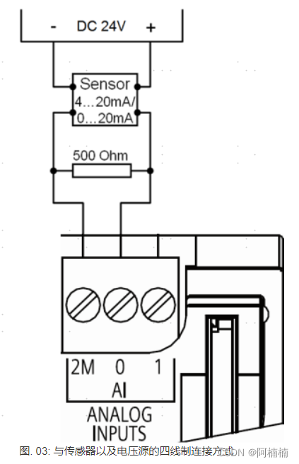 与传感器以及电压源的四线制连接方式