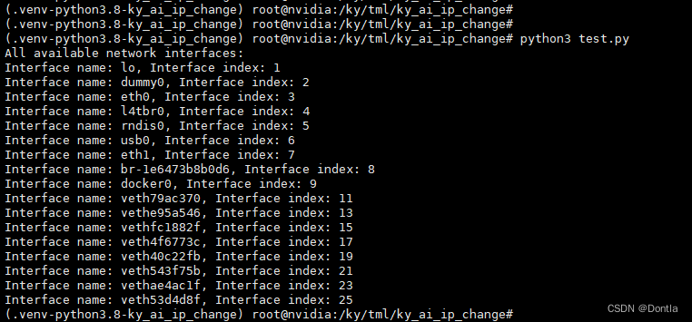 python获取网口列表（获取网络接口列表、网口表）socket.if_nameindex()