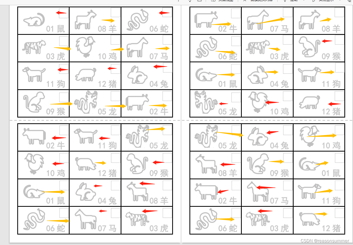 【教学类-32-02】十二生肖2.0版（绘画+手工+排序+左右分类+玩牌）（中班：偏科学-数）