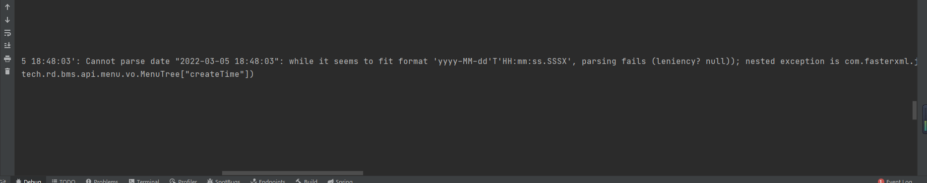 while it seems to fit format ‘yyyy-MM-dd‘T‘HH:mm:ss.SSSZ‘, parsing fails (leniency? null))
