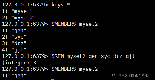 SREM key member1[member2..]