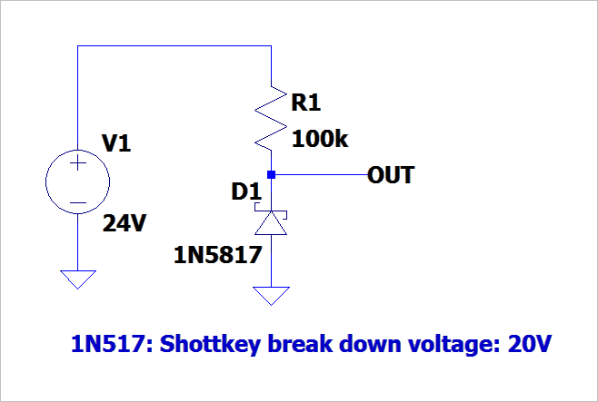 ▲ 图1.2.1 反向 S仓ottkey 二极管击穿测试电路