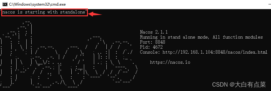 直接双击运行 startup.cmd ，Nacos Server 服务以单机模式启动，并不会报错