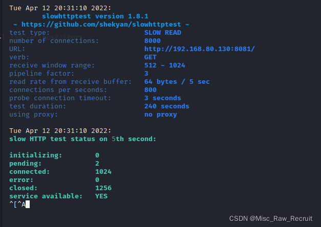 Slowhttptest慢速攻击Slowread模式攻击与检测_slow read-CSDN博客