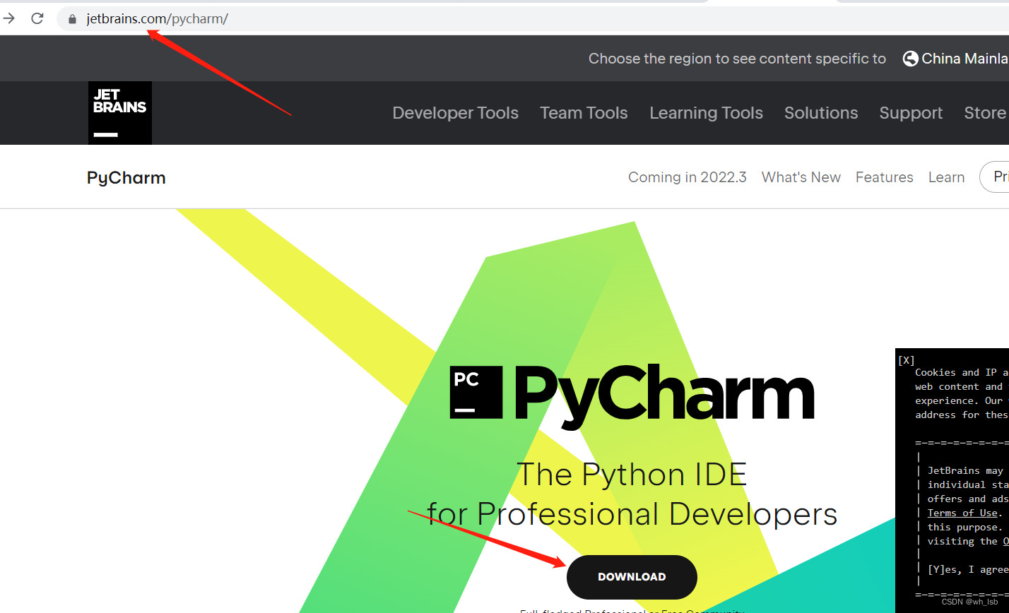 官网下载pycharm:https://www.jetbrains.com/pycharm/