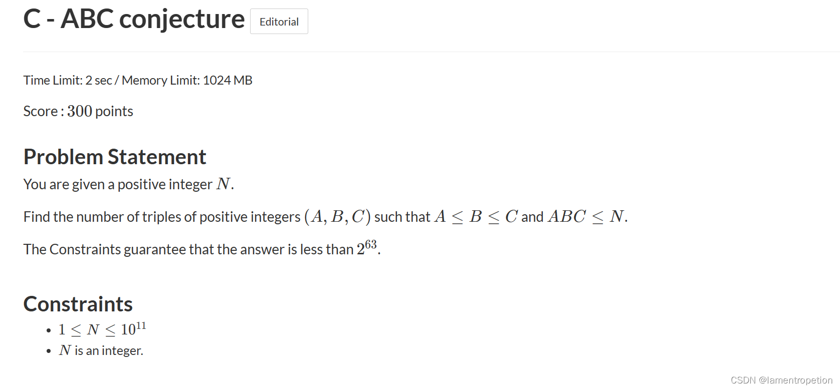 Abc227 c abc conjecture