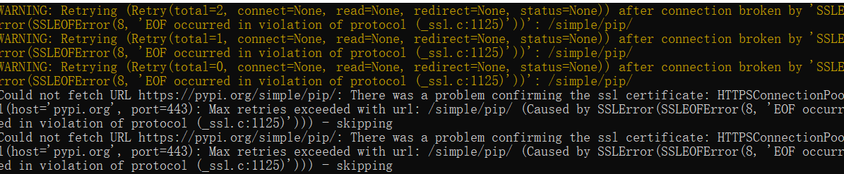 HTTPSConnectionPool(host=‘files.pythonhosted.org‘, port=443): Read timed out.